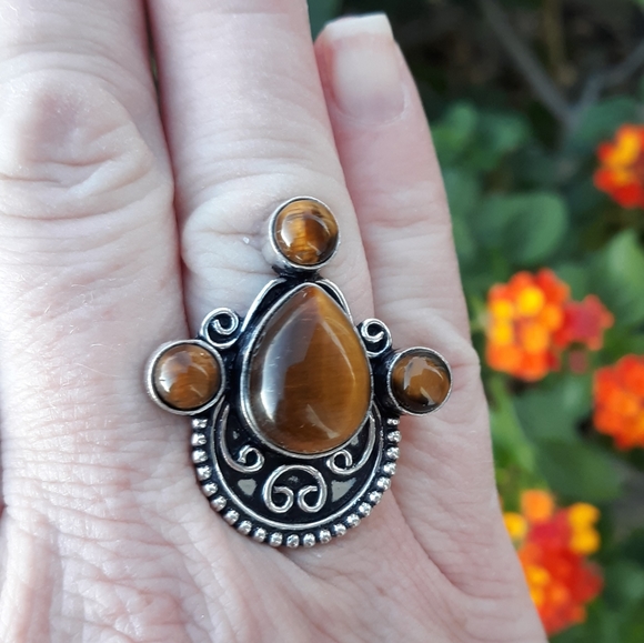 New Tiger Eye 925 Silver Ring. - Picture 2 of 8